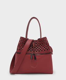 パーフォレーテッドドローストリングハンドバッグ/PERFORATED DRAWSTRING HANDBAG