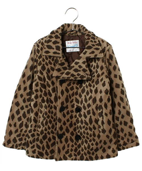 HYSTERIC MINI（ヒステリックミニ）の「mini face leopard 総柄 Pコート（ピーコート・キッズ・グレー/ベージュ/ピンク・130/140）」の3枚目の写真