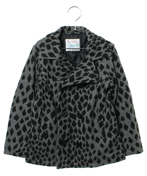 HYSTERIC MINI（ヒステリックミニ）の「mini face leopard 総柄 Pコート（ピーコート・キッズ・グレー/ベージュ/ピンク・130/140）」の2枚目の写真