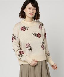 earth music&ecology | ・花柄ジャガードニットプルオーバー(ニット/セーター)