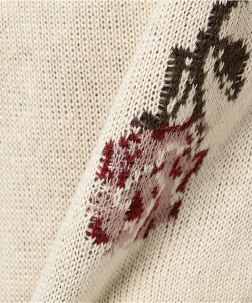 earth music&ecology(アースミュージックアンドエコロジー)の「・花柄ジャガードニットプルオーバー(ニット/セーター・レディース・ブラック/ピンク/アイボリー・FREE)」の5枚目の写真