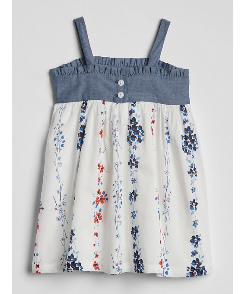 GAP（ギャップ）の「コットンシャンブレー花柄ワンピース　--（ワンピース・キッズ・ホワイト系その他・70cm/50cm/90cm/60cm/80ｃｍ）」の3枚目の写真