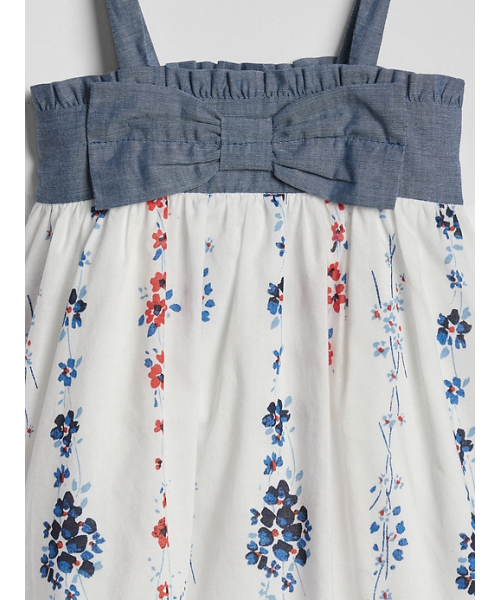 GAP（ギャップ）の「コットンシャンブレー花柄ワンピース　--（ワンピース・キッズ・ホワイト系その他・70cm/50cm/90cm/60cm/80ｃｍ）」の2枚目の写真