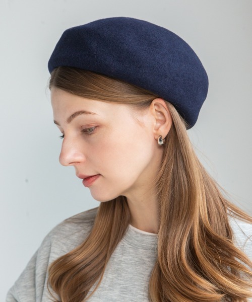 14+(イチヨンプラス)の「ウールバスクベレー帽 / ber(ハンチング/ベレー帽・レディース・ブラック/ネイビー/キャメル/グレー/ピンク/ブルー/モスグリーン/ブラウン/ライトブルー/オフホワイト/ライム/パープル/ライトピンク/イエロー・FREE)」の8枚目の写真