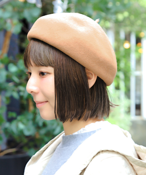 14+(イチヨンプラス)の「ウールバスクベレー帽 / ber(ハンチング/ベレー帽・レディース・ブラック/ネイビー/キャメル/グレー/ピンク/ブルー/モスグリーン/ブラウン/ライトブルー/オフホワイト/ライム/パープル/ライトピンク/イエロー・FREE)」の12枚目の写真