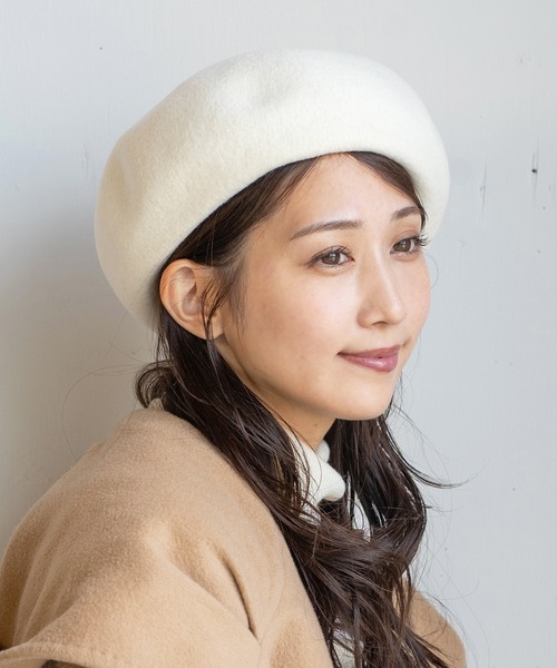 14+(イチヨンプラス)の「ウールバスクベレー帽 / ber(ハンチング/ベレー帽・レディース・ブラック/ネイビー/キャメル/グレー/ピンク/ブルー/モスグリーン/ブラウン/ライトブルー/オフホワイト/ライム/パープル/ライトピンク/イエロー・FREE)」の2枚目の写真