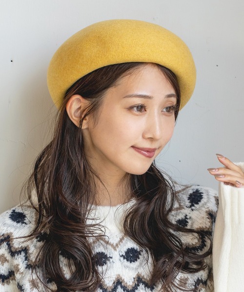 14+(イチヨンプラス)の「ウールバスクベレー帽 / ber(ハンチング/ベレー帽・レディース・ブラック/ネイビー/キャメル/グレー/ピンク/ブルー/モスグリーン/ブラウン/ライトブルー/オフホワイト/ライム/パープル/ライトピンク/イエロー・FREE)」の11枚目の写真