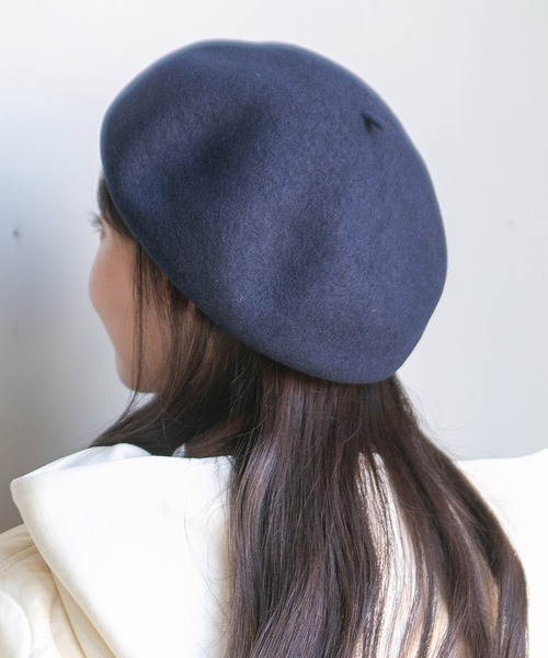 14+(イチヨンプラス)の「ウールバスクベレー帽 / ber(ハンチング/ベレー帽・レディース・ブラック/ネイビー/キャメル/グレー/ピンク/ブルー/モスグリーン/ブラウン/ライトブルー/オフホワイト/ライム/パープル/ライトピンク/イエロー・FREE)」の15枚目の写真