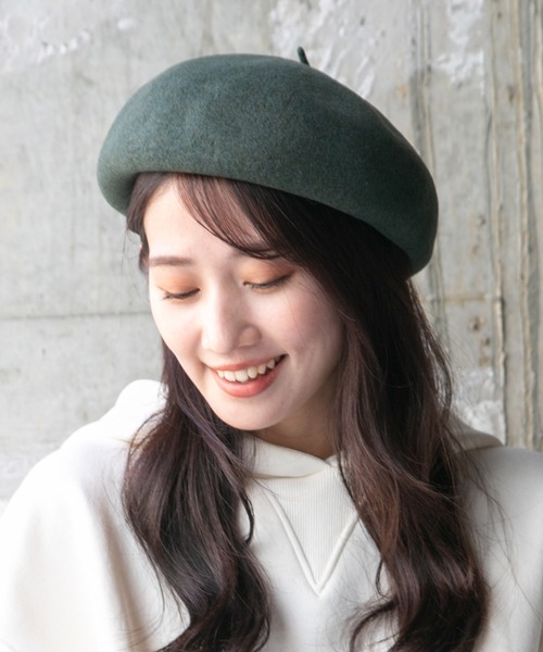 14+(イチヨンプラス)の「ウールバスクベレー帽 / ber(ハンチング/ベレー帽・レディース・ブラック/ネイビー/キャメル/グレー/ピンク/ブルー/モスグリーン/ブラウン/ライトブルー/オフホワイト/ライム/パープル/ライトピンク/イエロー・FREE)」の22枚目の写真