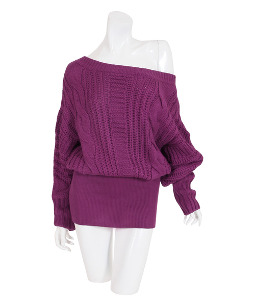 Julia Boutique（ジュリアブティック）の「愛されRICHオフショルダーリンニットワンピース/15314（ワンピース・レディース・ホワイト/ブラック/ネイビー/グレー/カーキ/ピンク/ブルー/ボルドー/パープル系その他/キャメル/ピンク系その他/ベージュ・S/M/L）」の8枚目の写真