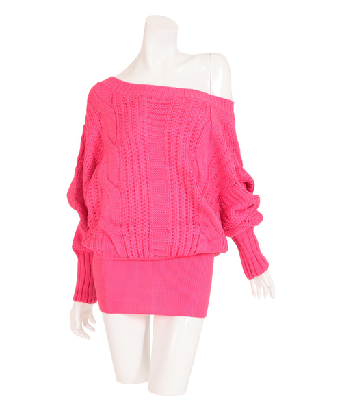 Julia Boutique（ジュリアブティック）の「愛されRICHオフショルダーリンニットワンピース/15314（ワンピース・レディース・ホワイト/ブラック/ネイビー/グレー/カーキ/ピンク/ブルー/ボルドー/パープル系その他/キャメル/ピンク系その他/ベージュ・S/M/L）」の11枚目の写真