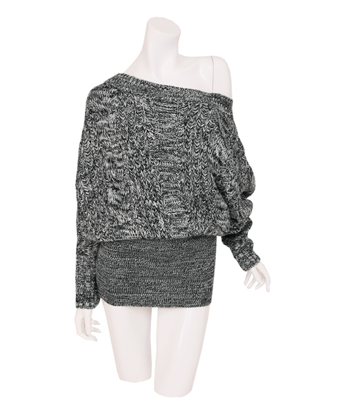 Julia Boutique（ジュリアブティック）の「愛されRICHオフショルダーリンニットワンピース/15314（ワンピース・レディース・ホワイト/ブラック/ネイビー/グレー/カーキ/ピンク/ブルー/ボルドー/パープル系その他/キャメル/ピンク系その他/ベージュ・S/M/L）」の3枚目の写真