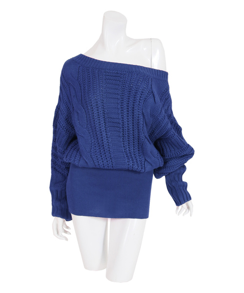 Julia Boutique（ジュリアブティック）の「愛されRICHオフショルダーリンニットワンピース/15314（ワンピース・レディース・ホワイト/ブラック/ネイビー/グレー/カーキ/ピンク/ブルー/ボルドー/パープル系その他/キャメル/ピンク系その他/ベージュ・S/M/L）」の7枚目の写真