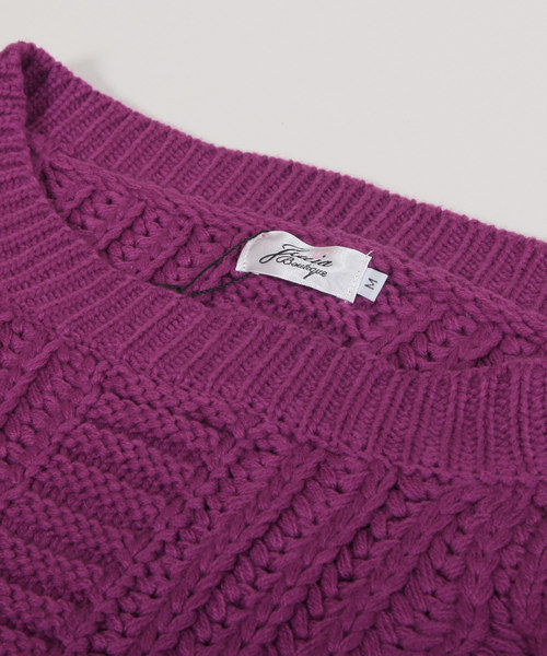 Julia Boutique（ジュリアブティック）の「愛されRICHオフショルダーリンニットワンピース/15314（ワンピース・レディース・ホワイト/ブラック/ネイビー/グレー/カーキ/ピンク/ブルー/ボルドー/パープル系その他/キャメル/ピンク系その他/ベージュ・S/M/L）」の16枚目の写真