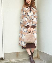 natural couture | シャギーチェックゆるチェスターコート(その他アウター)