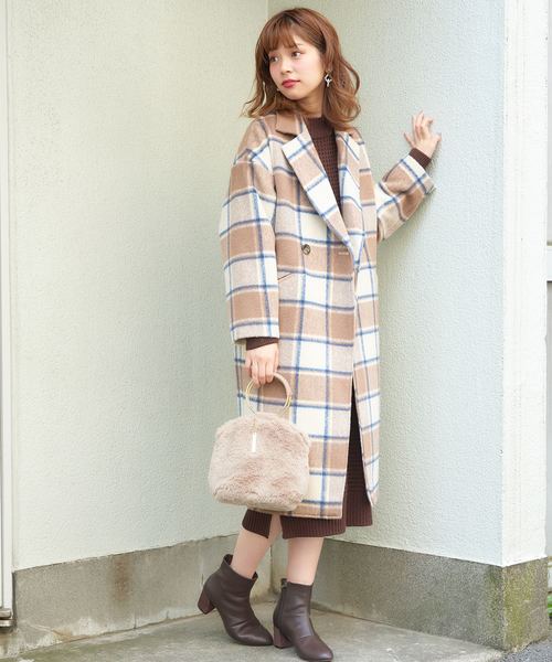 natural couture（ナチュラルクチュール）の「シャギーチェックゆるチェスターコート（その他アウター・レディース・グレー系その他/ブラウン系その他・FREE）」の8枚目の写真