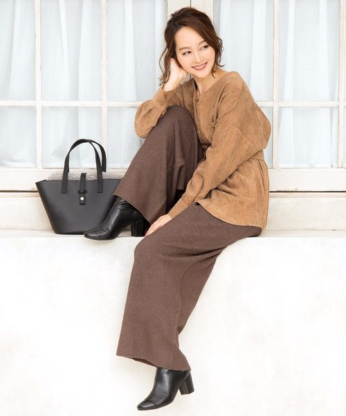 KOBE LETTUCE（コウベレタス）の「もっちりニットワイドパンツ＊レディース/ボトムス/セットアップ[M2338]神戸レタス（その他パンツ・レディース・ブラック/ブラウン/グレー/アイボリー・FREE）」の10枚目の写真