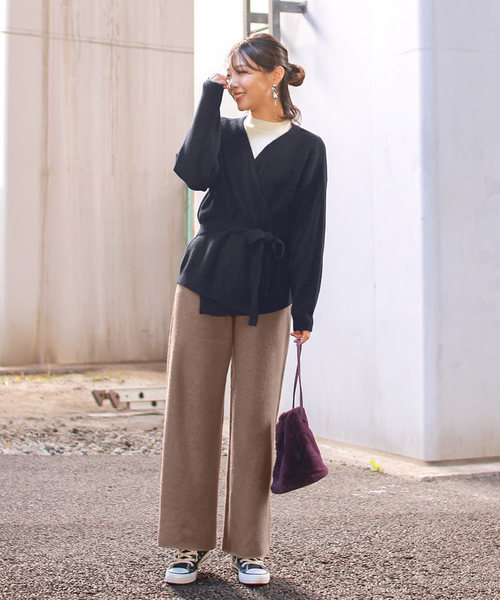 KOBE LETTUCE（コウベレタス）の「もっちりニットワイドパンツ＊レディース/ボトムス/セットアップ[M2338]神戸レタス（その他パンツ・レディース・ブラック/ブラウン/グレー/アイボリー・FREE）」の15枚目の写真