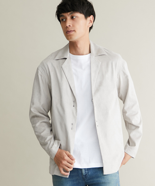 wjk black(ダブルジェイケイブラック)の「【wjk black】《WEB限定》マイクロ ライト クロス イージー シルエット フロントフック シャツ ジャケット(テーラードジャケット)」|ライトベージュ