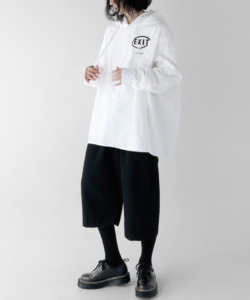 minsobi(ミンソビ)の「フードシャツパーカー(シャツ/ブラウス・メンズ・ホワイト/ブラック/ブラック系その他/ホワイト系その他・FREE)」の5枚目の写真