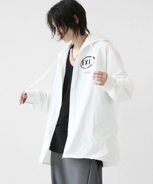 minsobi(ミンソビ)の「フードシャツパーカー(シャツ/ブラウス・メンズ・ホワイト/ブラック/ブラック系その他/ホワイト系その他・FREE)」の8枚目の写真