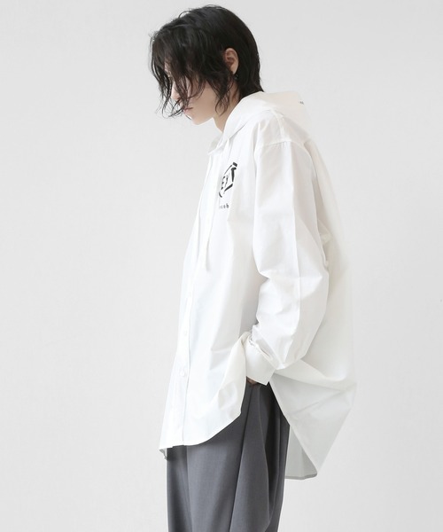 minsobi(ミンソビ)の「フードシャツパーカー(シャツ/ブラウス・メンズ・ホワイト/ブラック/ブラック系その他/ホワイト系その他・FREE)」の11枚目の写真
