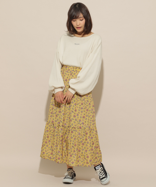 apres jour（アプレジュール）の「小花ティアードスカート【ZOZOTOWN限定アイテム】（スカート・レディース・マスタード/ブラック/オフホワイト/ダークブルー・フリー）」の9枚目の写真