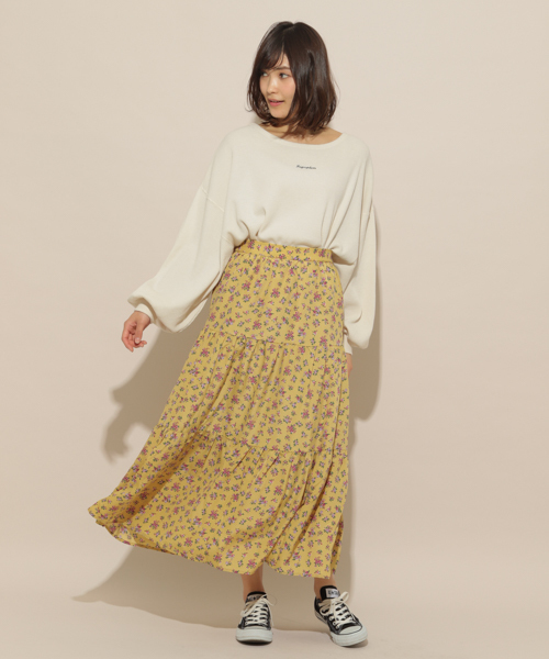 apres jour（アプレジュール）の「小花ティアードスカート【ZOZOTOWN限定アイテム】（スカート・レディース・マスタード/ブラック/オフホワイト/ダークブルー・フリー）」の10枚目の写真