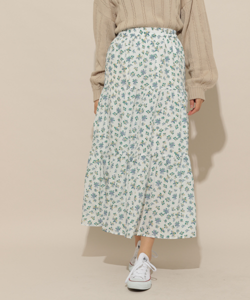 apres jour（アプレジュール）の「小花ティアードスカート【ZOZOTOWN限定アイテム】（スカート・レディース・マスタード/ブラック/オフホワイト/ダークブルー・フリー）」の13枚目の写真