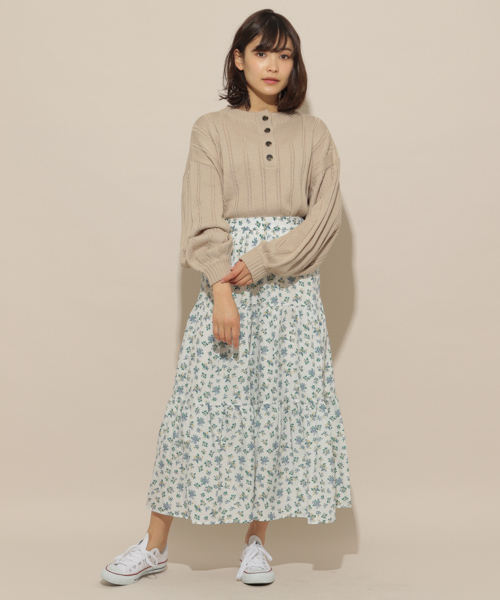 apres jour（アプレジュール）の「小花ティアードスカート【ZOZOTOWN限定アイテム】（スカート・レディース・マスタード/ブラック/オフホワイト/ダークブルー・フリー）」の15枚目の写真