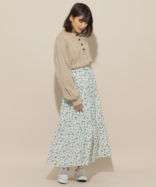 apres jour（アプレジュール）の「小花ティアードスカート【ZOZOTOWN限定アイテム】（スカート・レディース・マスタード/ブラック/オフホワイト/ダークブルー・フリー）」の16枚目の写真