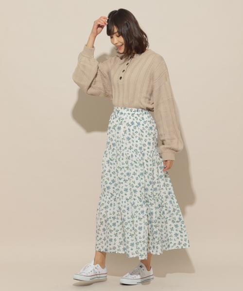 apres jour（アプレジュール）の「小花ティアードスカート【ZOZOTOWN限定アイテム】（スカート・レディース・マスタード/ブラック/オフホワイト/ダークブルー・フリー）」の17枚目の写真