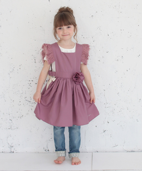 Rora（ローラ）の「コジー エプロン ドレス(2color)（エプロン・キッズ・ベージュ/ラベンダー・S/M）」の14枚目の写真