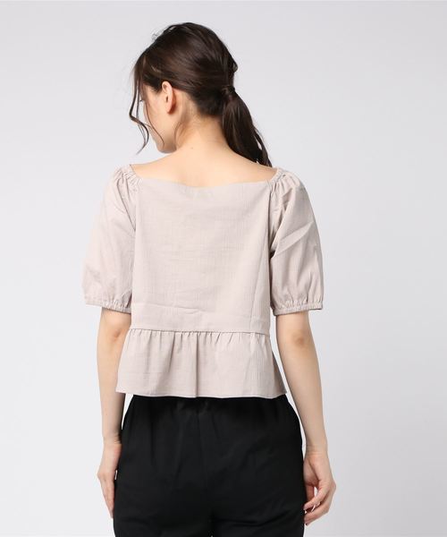 flower(フラワー)の「フェミニンネックブラウス2(シャツ/ブラウス・レディース・ベージュ/グリーン・FREE)」の4枚目の写真