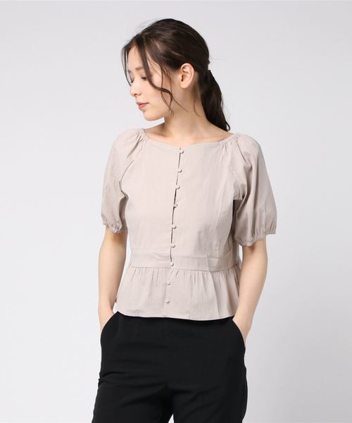 flower(フラワー)の「フェミニンネックブラウス2(シャツ/ブラウス・レディース・ベージュ/グリーン・FREE)」の5枚目の写真