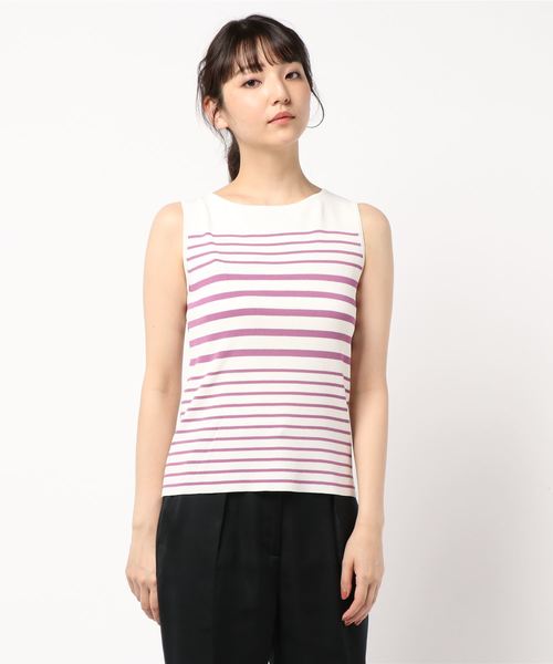NATURAL BEAUTY BASIC（ナチュラルビューティーベーシック）の「総針ノースリーブニット（ニット/セーター・レディース・ネイビー/オフホワイト/ブラック系その他/パープル系その他・MEDIUM）」の4枚目の写真