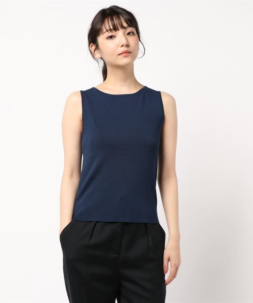 NATURAL BEAUTY BASIC（ナチュラルビューティーベーシック）の「総針ノースリーブニット（ニット/セーター・レディース・ネイビー/オフホワイト/ブラック系その他/パープル系その他・MEDIUM）」の3枚目の写真