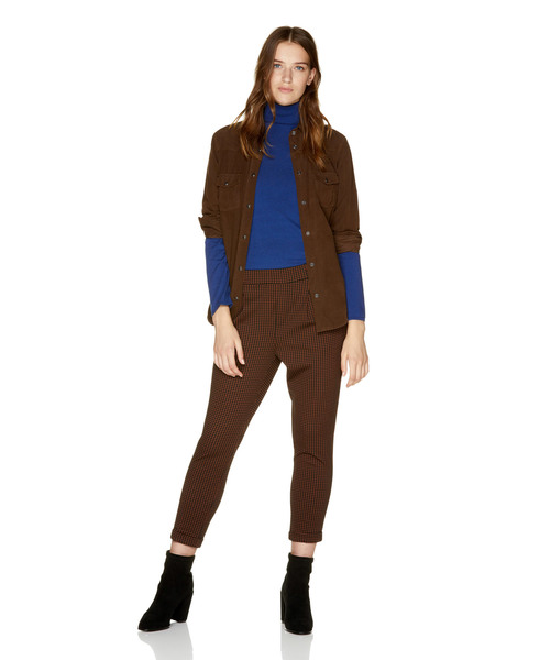 BENETTON (UNITED COLORS OF BENETTON)(ベネトンユナイテッドカラーズオブベネトン)の「ジャージーチェックウエストゴムテーパードパンツ(パンツ)」|ブラウン系その他