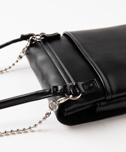 WEGO（ウィゴー）の「WEGO/ダブルチェーンフラップポシェット（ショルダーバッグ・レディース・その他1/ブラック/シルバー/その他2/パープル・FREE）」の16枚目の写真