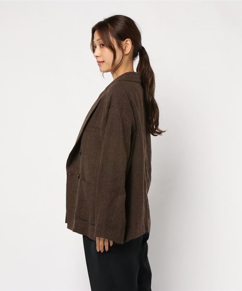 DouDou(ドゥドゥ)の「ダブルジャケット(テーラードジャケット・レディース・ブラウン/ベージュ・FREE)」の5枚目の写真