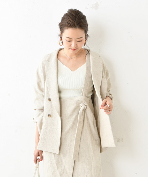 DouDou(ドゥドゥ)の「ダブルジャケット(テーラードジャケット・レディース・ブラウン/ベージュ・FREE)」の1枚目の写真