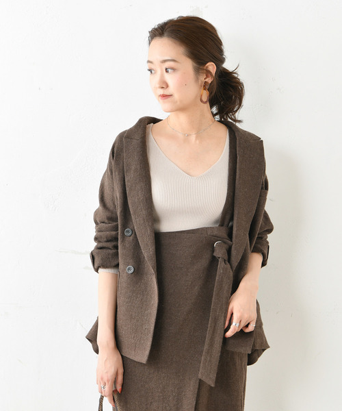 DouDou(ドゥドゥ)の「ダブルジャケット(テーラードジャケット・レディース・ブラウン/ベージュ・FREE)」の2枚目の写真
