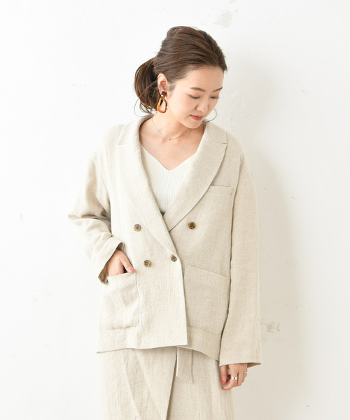 DouDou(ドゥドゥ)の「ダブルジャケット(テーラードジャケット・レディース・ブラウン/ベージュ・FREE)」の19枚目の写真