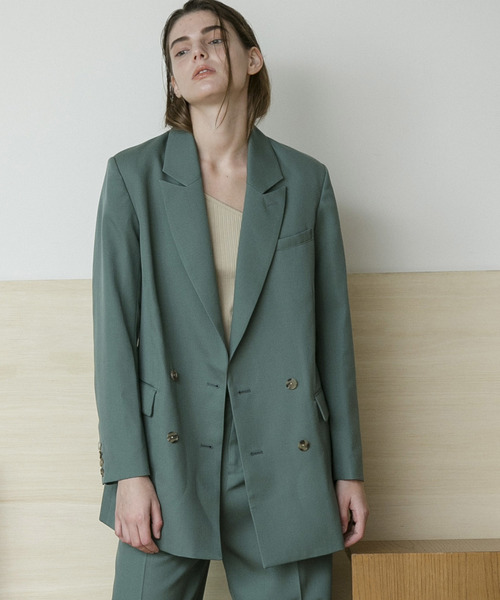 MAISON SPECIAL(メゾンスペシャル)の「ピークドラペルウールダブルジャケット 【MAISON SPECIAL/メゾンスペシャル】■セットアップ対応■(テーラードジャケット)」|グリーン