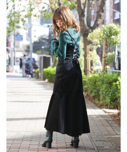 dazzlin（ダズリン）の「ベッチンキャミフレアマキシワンピース（ワンピース・レディース・ボルドー/その他1/ブラック・MEDIUM/SMALL）」の2枚目の写真