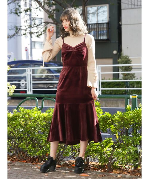 dazzlin（ダズリン）の「ベッチンキャミフレアマキシワンピース（ワンピース・レディース・ボルドー/その他1/ブラック・MEDIUM/SMALL）」の5枚目の写真
