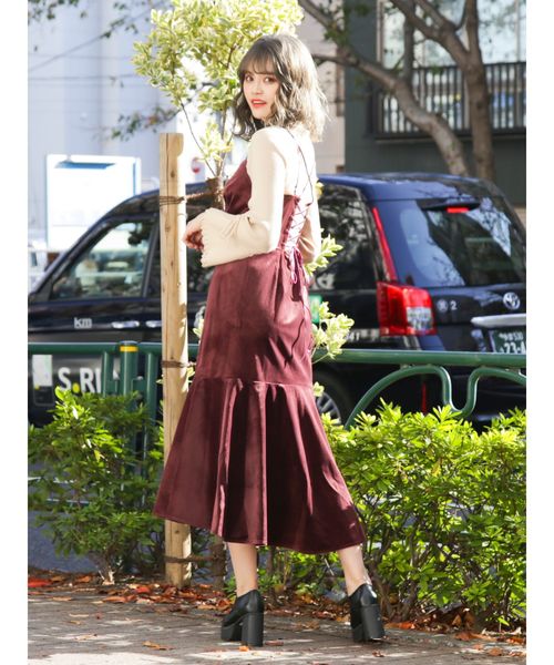 dazzlin（ダズリン）の「ベッチンキャミフレアマキシワンピース（ワンピース・レディース・ボルドー/その他1/ブラック・MEDIUM/SMALL）」の6枚目の写真
