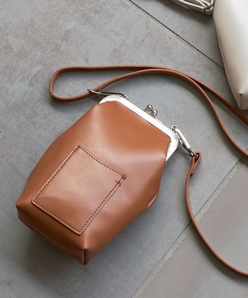 KOBE LETTUCE（コウベレタス）の「マイクロがま口スマホショルダーバッグ　ミニバッグ（ショルダーバッグ・レディース・ホワイト/ブラウン/ブラック・FREE）」の3枚目の写真