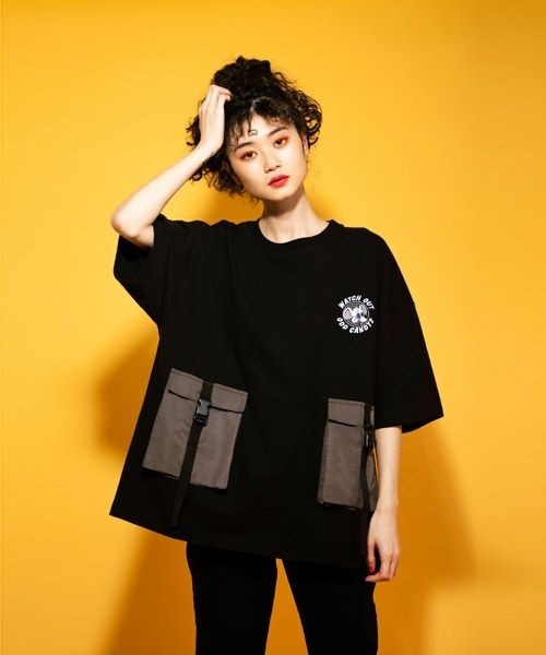 Candy Stripper（キャンディストリッパー）の「ODD CANDYS POCKET トップス（Tシャツ/カットソー・レディース・ヘザーグレー/ブラック/パープル・2）」の2枚目の写真