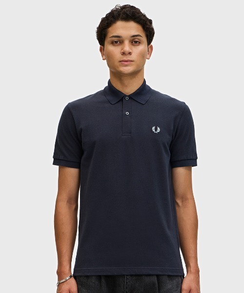 フレッドペリー ポロシャツ M3 ネイビー イングランド製 L 刺繍ロゴ The Fred Perry Shirt - M3／イングランド製フレッドペリー